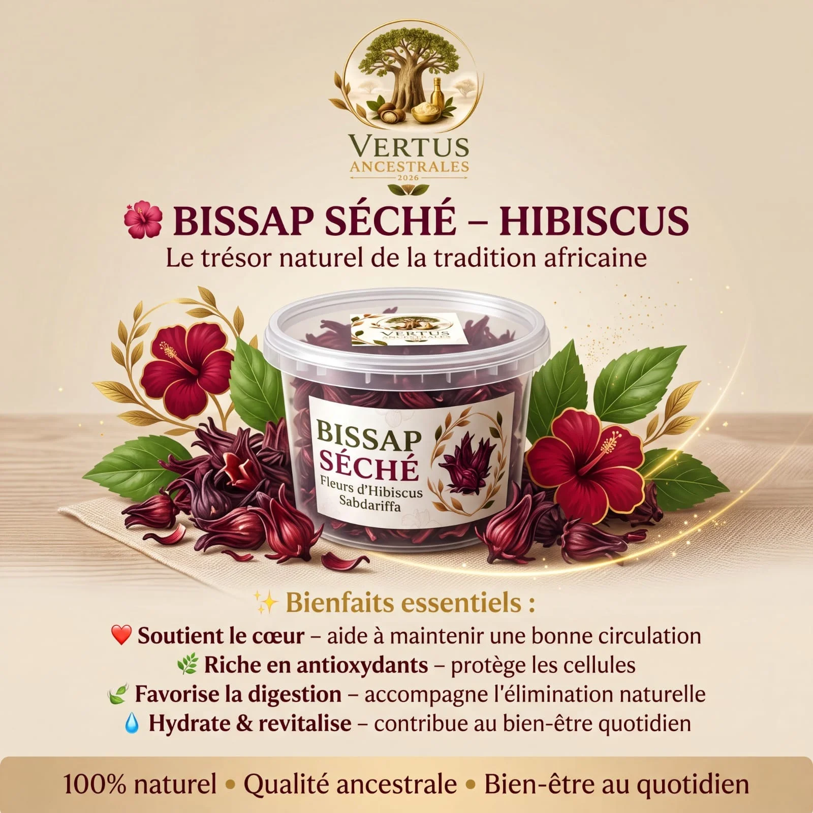 Bissap séché ( fleurs d'hibiscus)